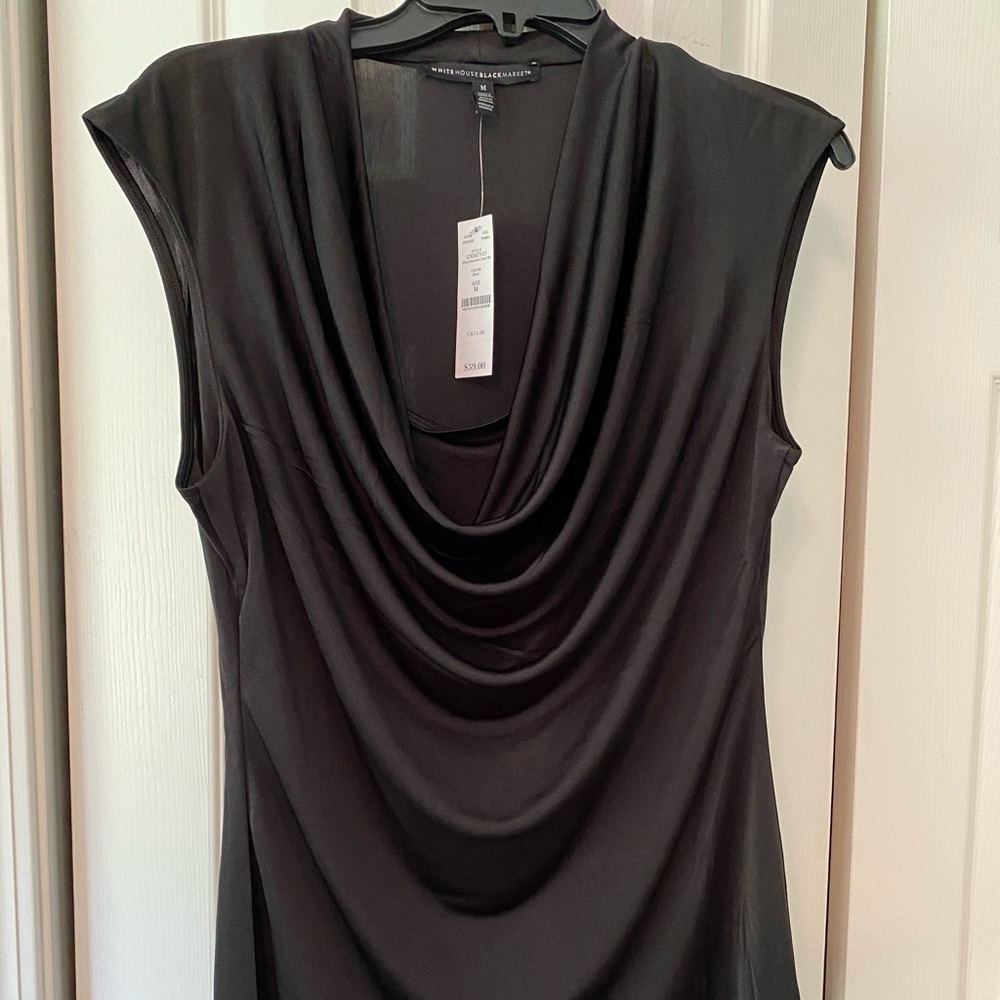 WHBM black draped top size M